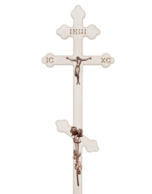 Крест Ажурный белый с Иисусом и розами