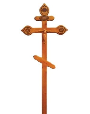 Крест на могилу сосновый фигурный с орнаментом