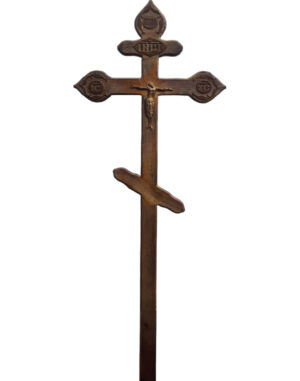 Крест на могилу сосновый фигурный с орнаментом (состаренный)