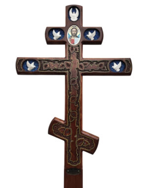 Крест на могилу сосновый «Голуби»