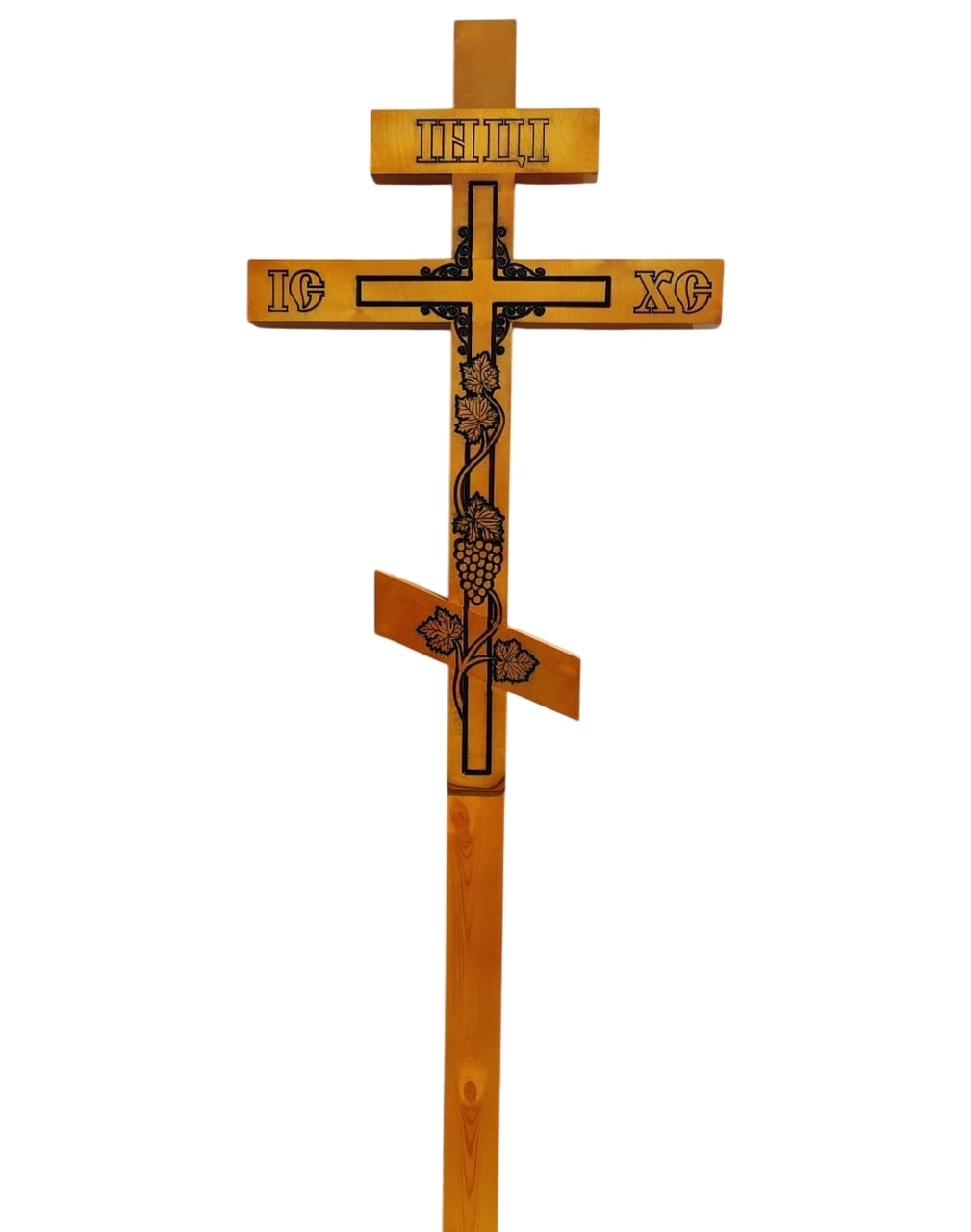 Крест на могилу сосновый «Виноградная лоза»