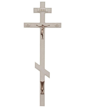 Крест Строгий белый с Иисусом и полувазой