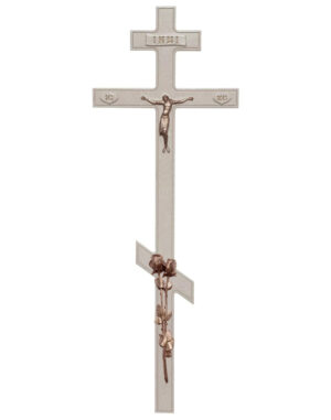 Крест Строгий белый с Иисусом и розами