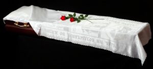 Набор для погребения «Жаккард» с православной символикой, белый