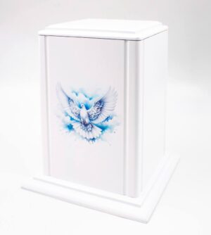 Урна для праха белая с голубем