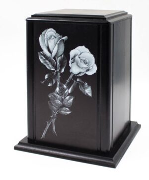 Урна для праха черная Две розы