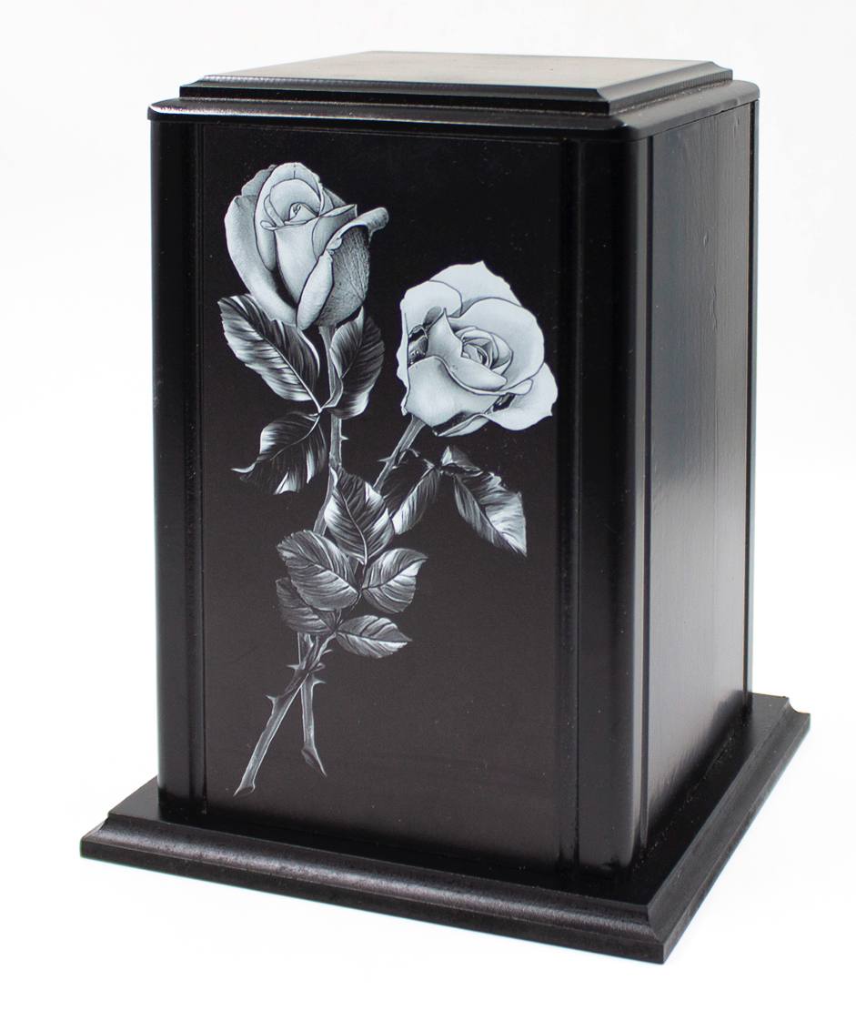 Урна для праха черная Две розы