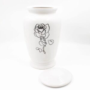 Урна для праха фарфор «Амфора» белая с розой
