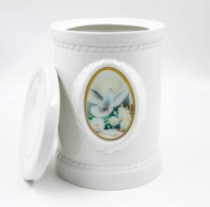 Урна для праха фарфор «Камея» белая