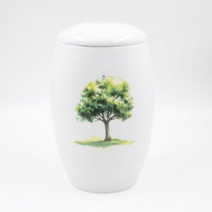 Урна для праха фарфор «Палитра» белая «Дерево Акварель»