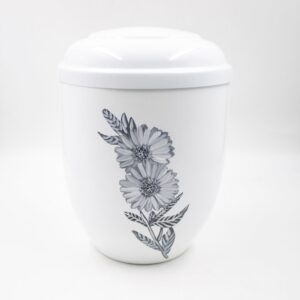 Урна для праха металл белый «Ромашки»