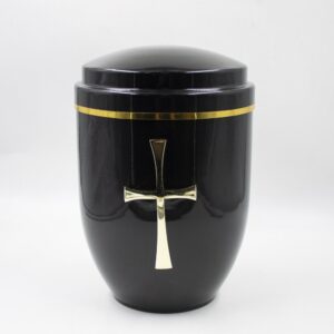 Урна для праха металл черный глянец «Крест»
