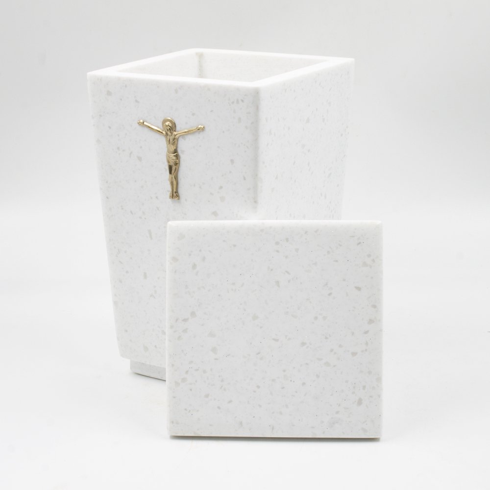 Урна для праха «Тетра Люкс» белый с декором